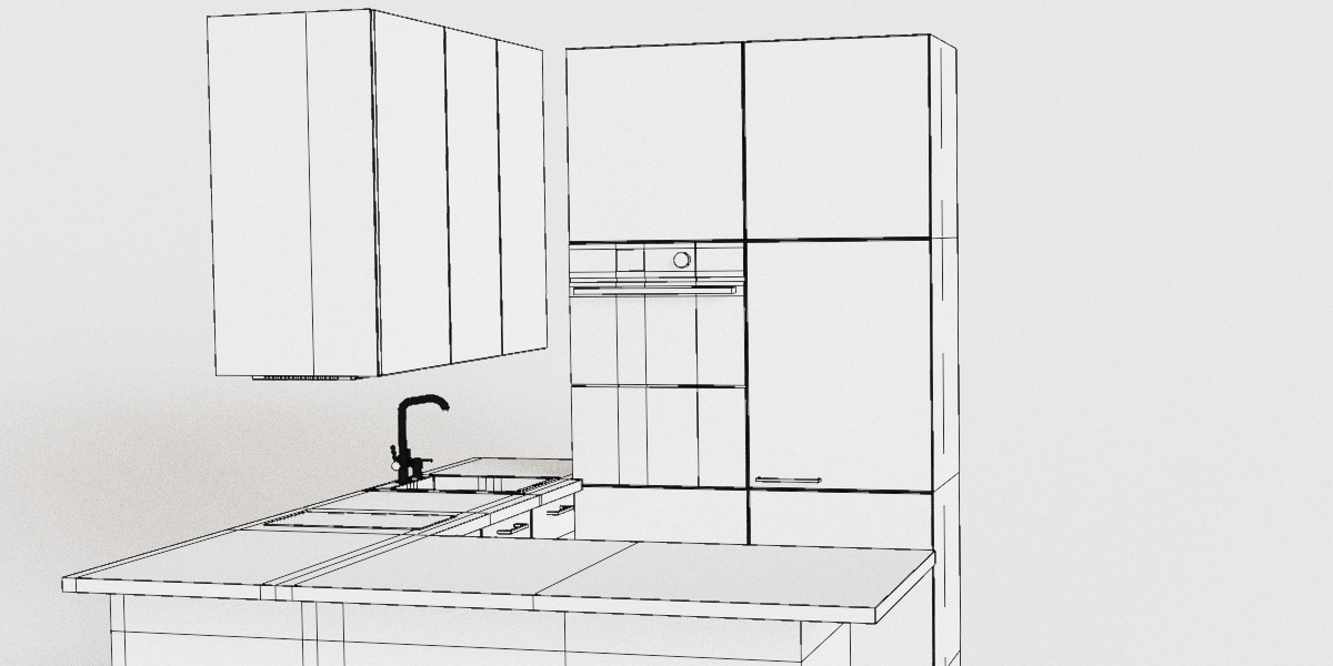 Modern Scandinavian Kitchen Set 3D Model 3D model_14