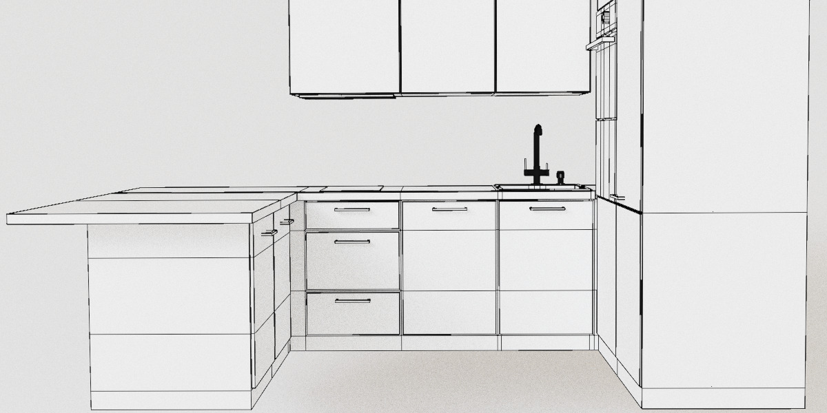 Modern Scandinavian Kitchen Set 3D Model 3D model_12