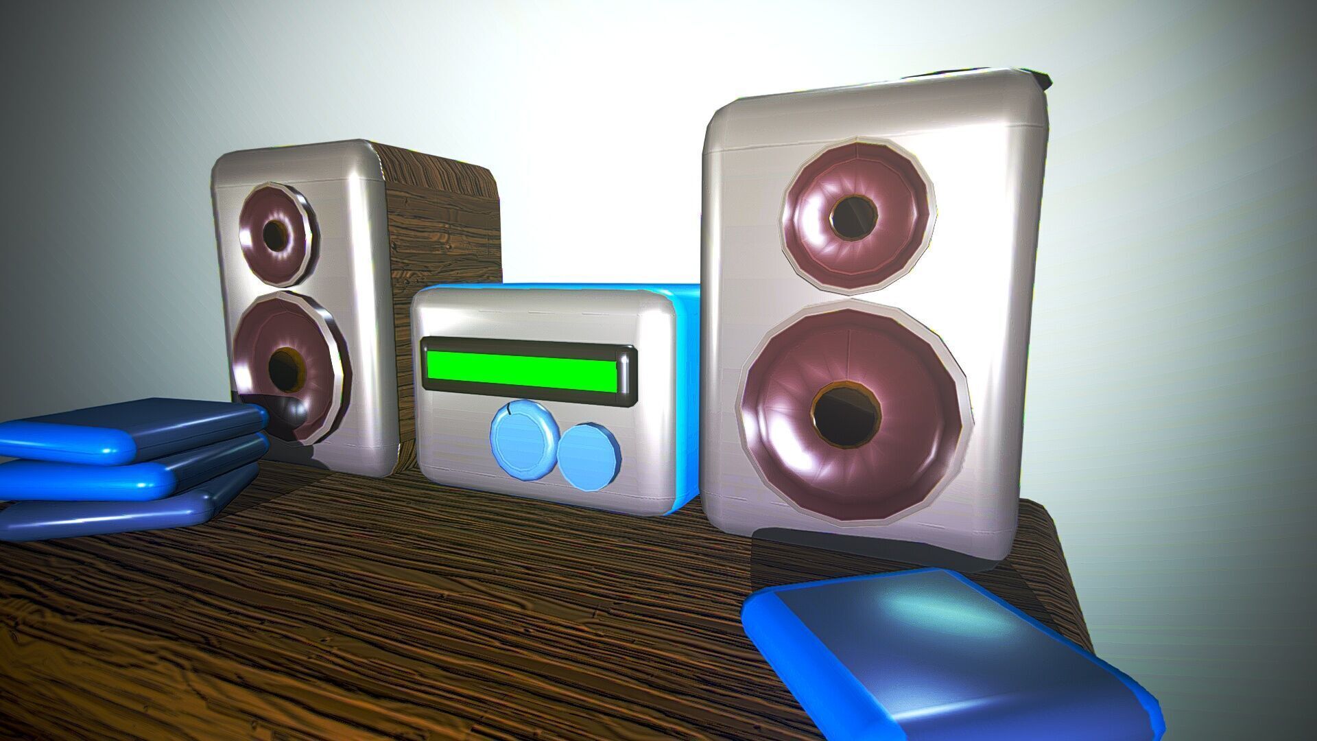 stylized low poly speaker and radio 3D MODEL  unity unreal ready Low-poly 3D model_3