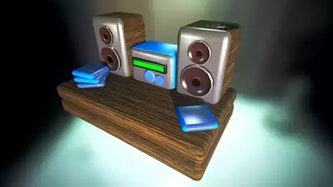 stylized low poly speaker and radio 3D MODEL  unity unreal ready