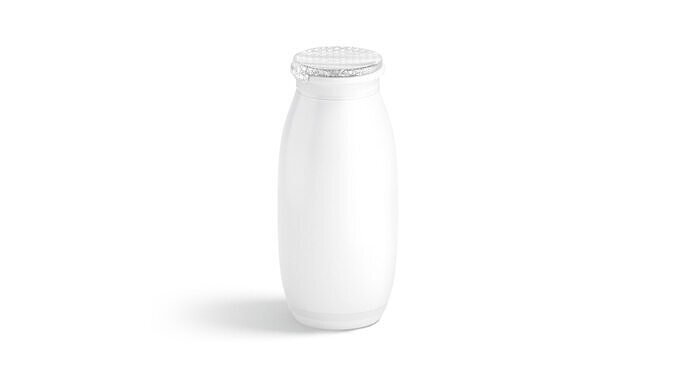 White Plastic Yogurt Bottle - small yoghurt milk package Low-poly 3D model
