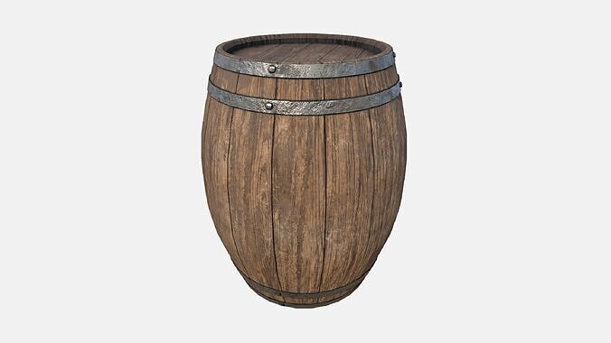 Wooden Barrel Low-poly 3D model