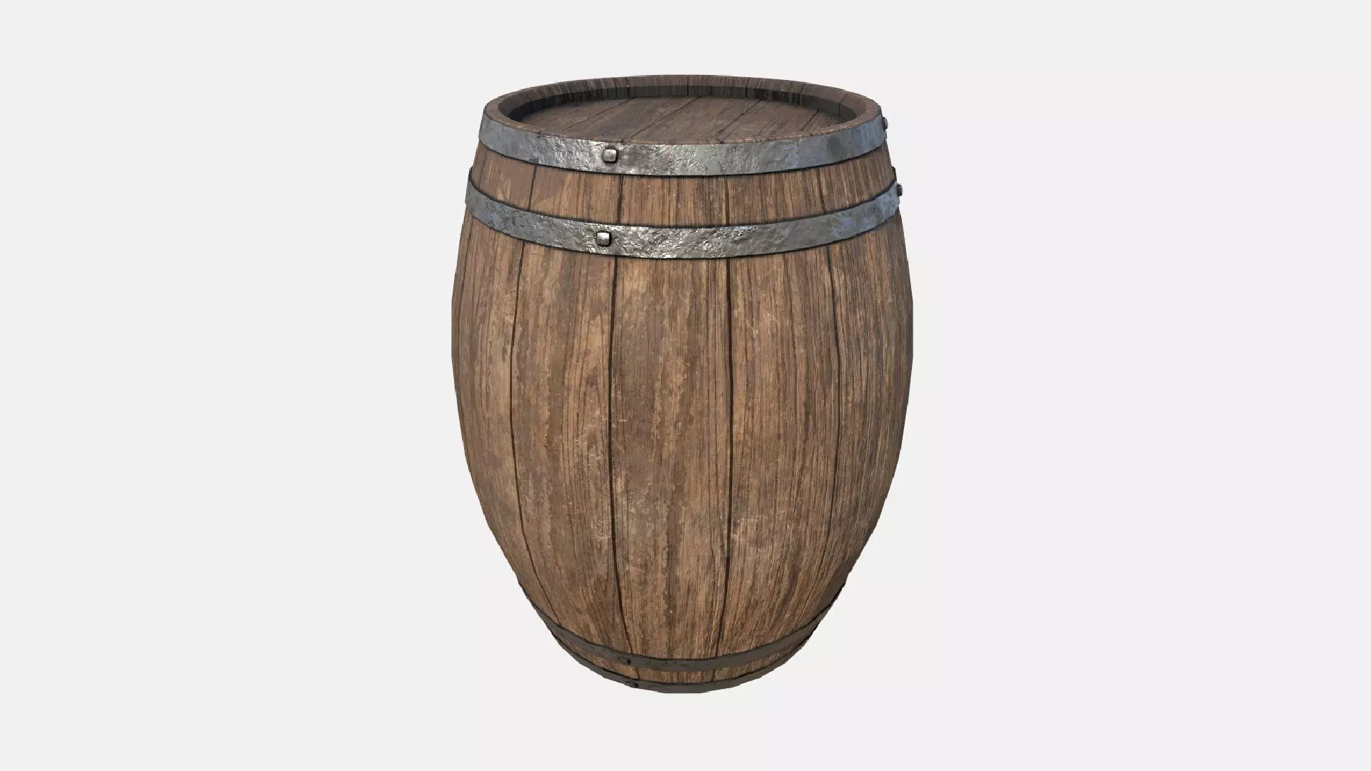 Wooden Barrel Low-poly 3D model_0