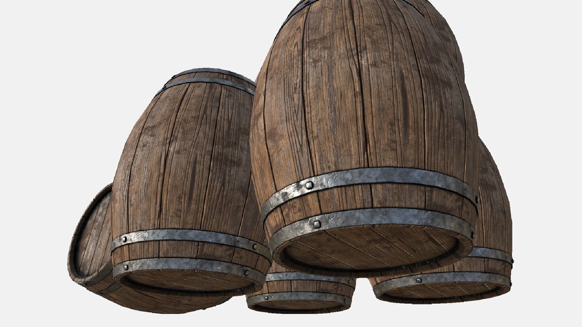 Wooden Barrel Low-poly 3D model_4