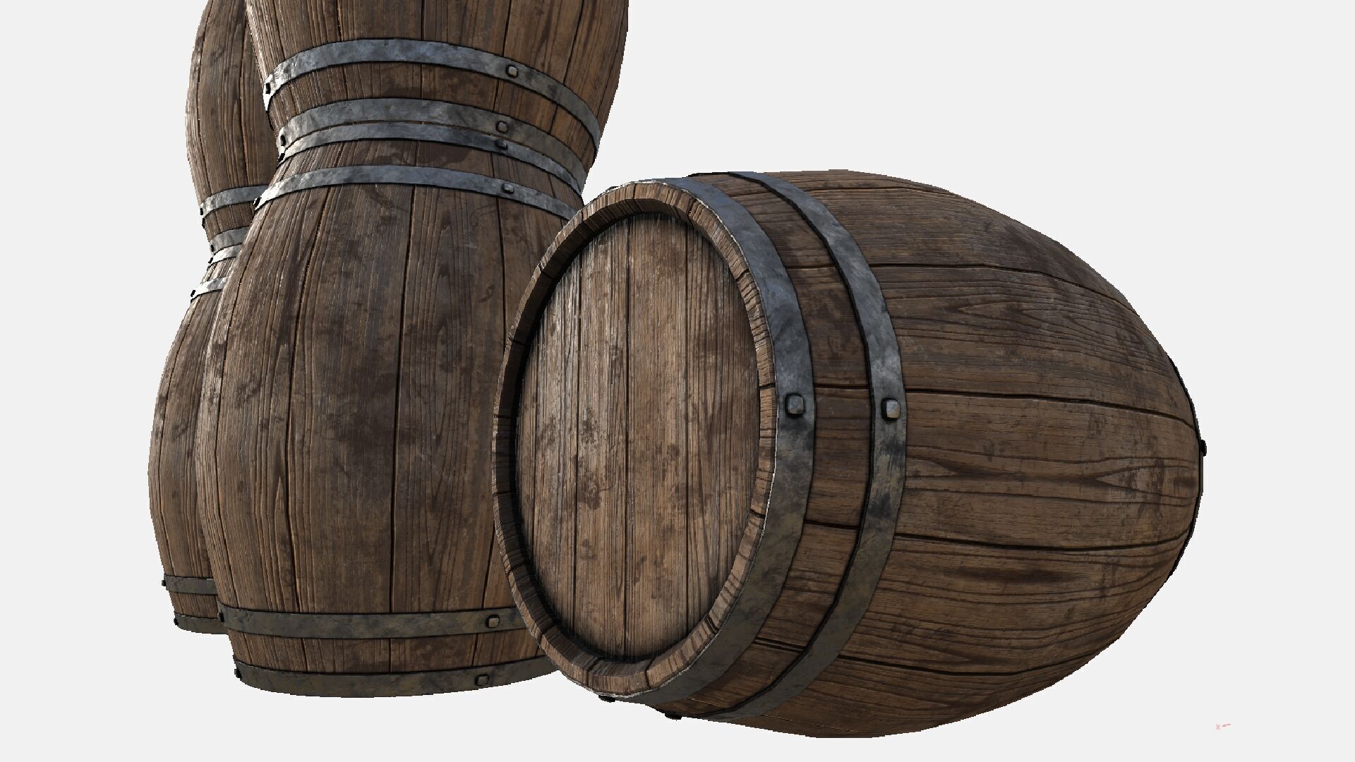 Wooden Barrel Low-poly 3D model_3