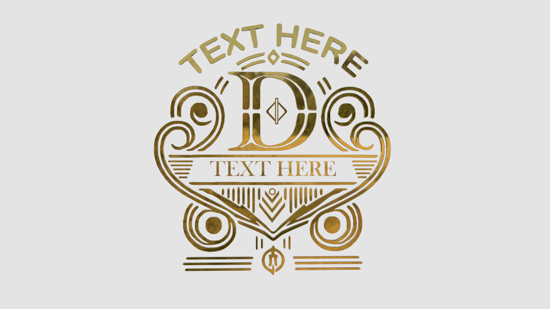 Ornate Vintage Gold Emblem 3D model_3