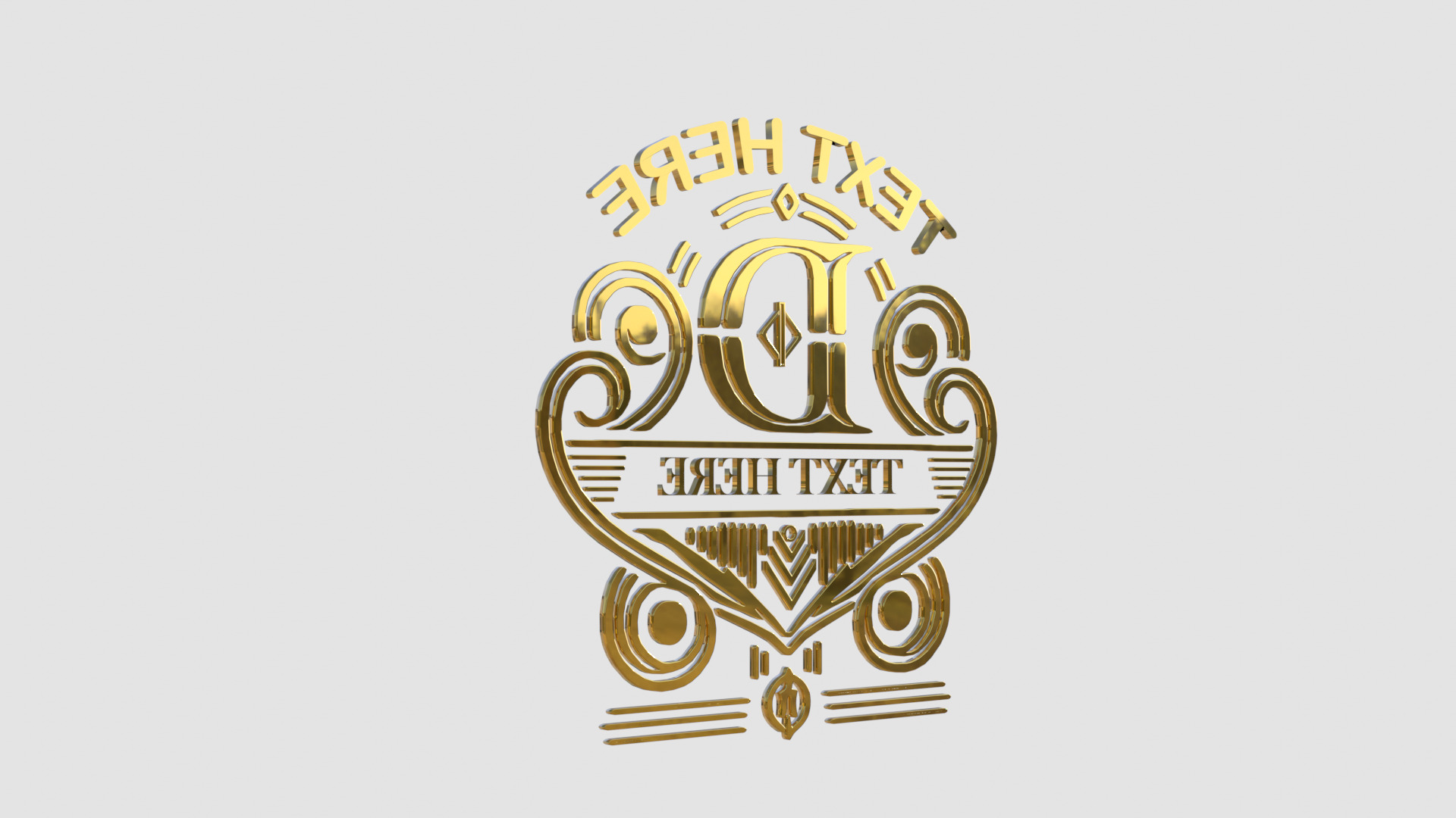 Ornate Vintage Gold Emblem 3D model_6