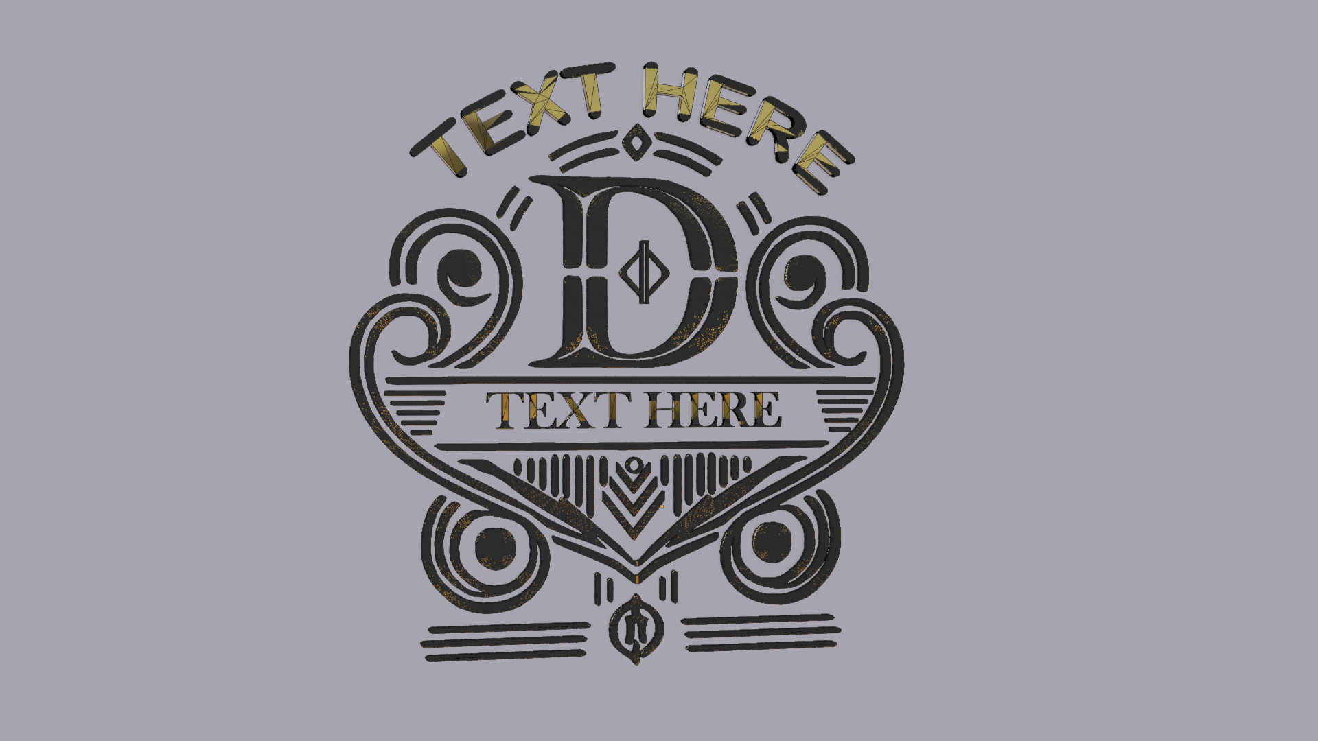 Ornate Vintage Gold Emblem 3D model_8