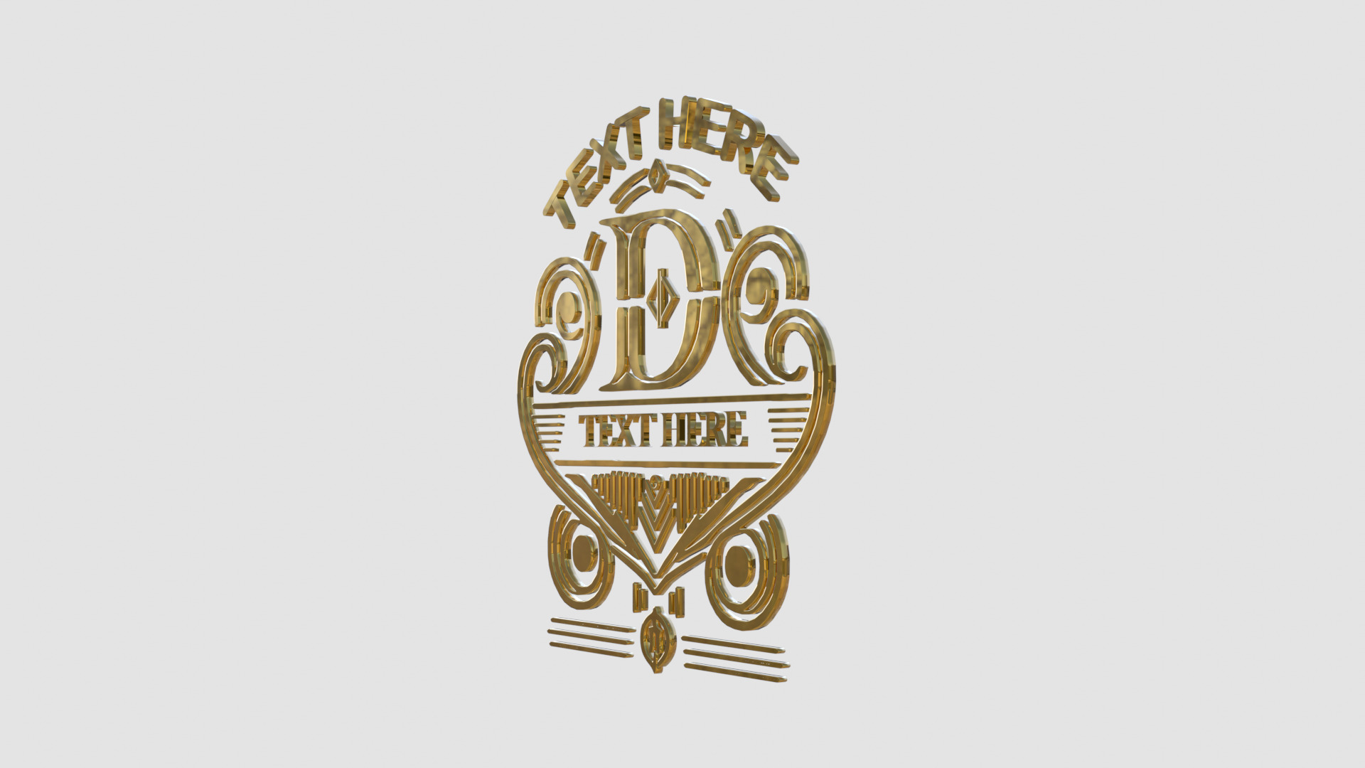Ornate Vintage Gold Emblem 3D model_5