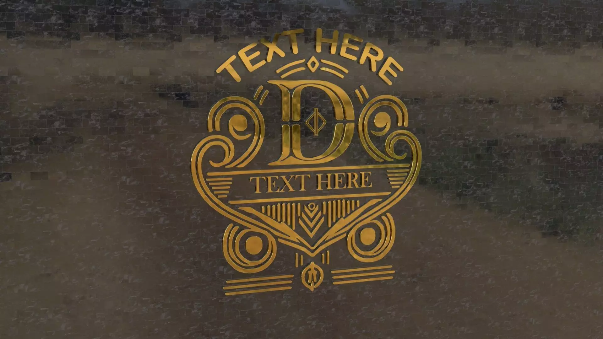 Ornate Vintage Gold Emblem 3D model_0