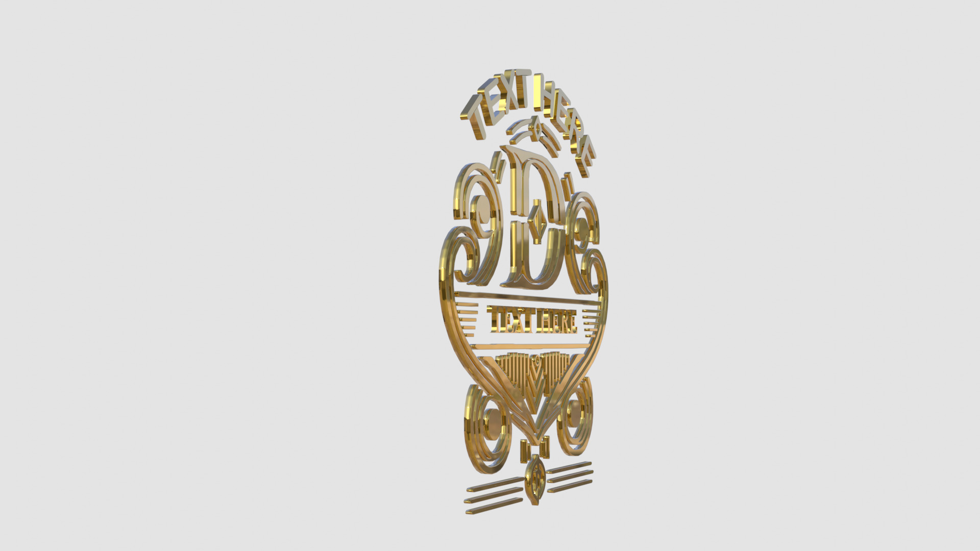 Ornate Vintage Gold Emblem 3D model_4