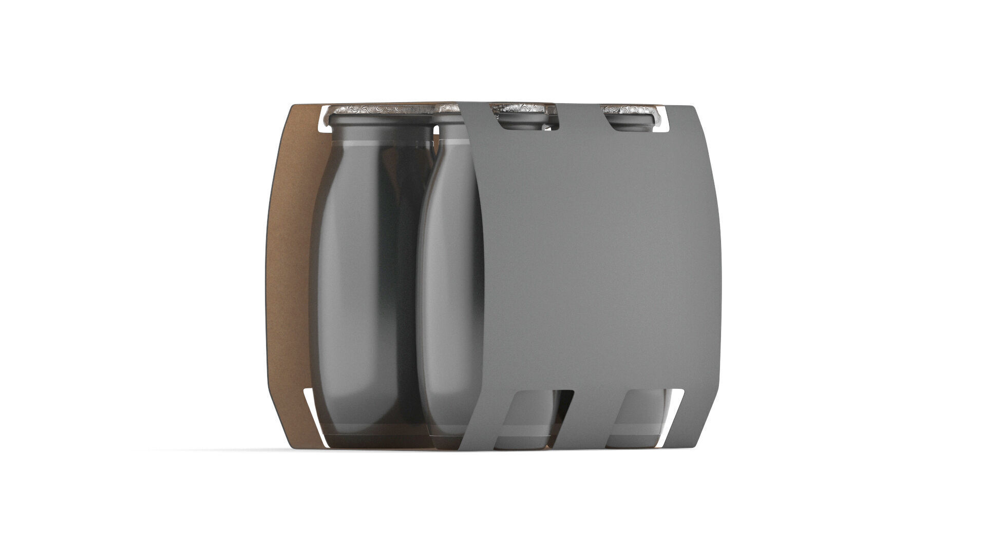 Black Plastic Yogurt Bottle 4 Pack - yoghurt milk  packaging 3D model_1