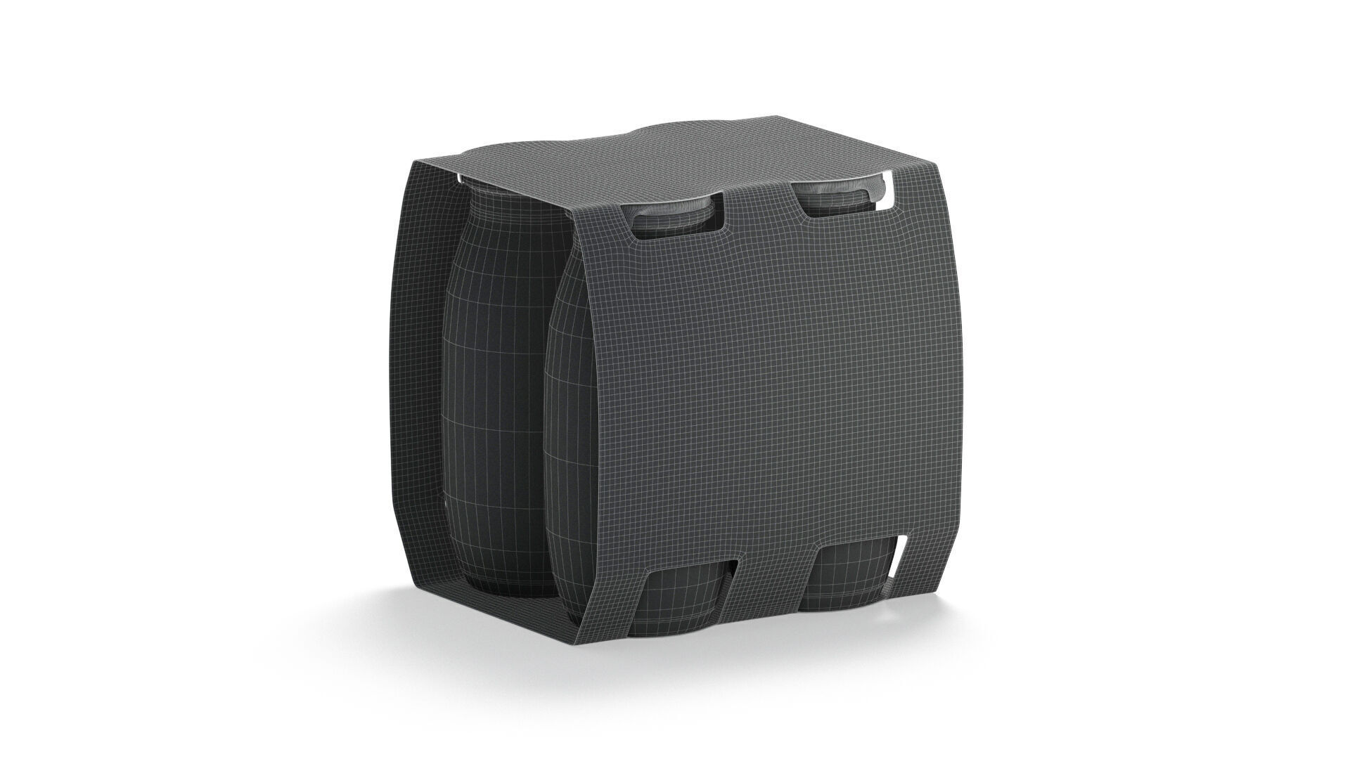 Black Plastic Yogurt Bottle 4 Pack - yoghurt milk  packaging 3D model_7