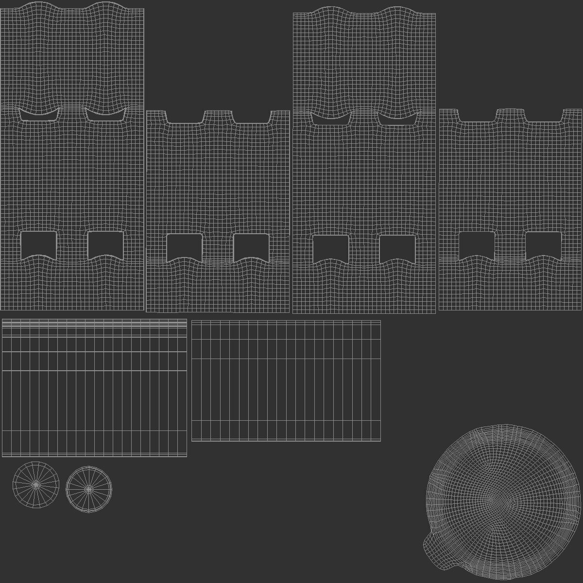 Black Plastic Yogurt Bottle 4 Pack - yoghurt milk  packaging 3D model_5