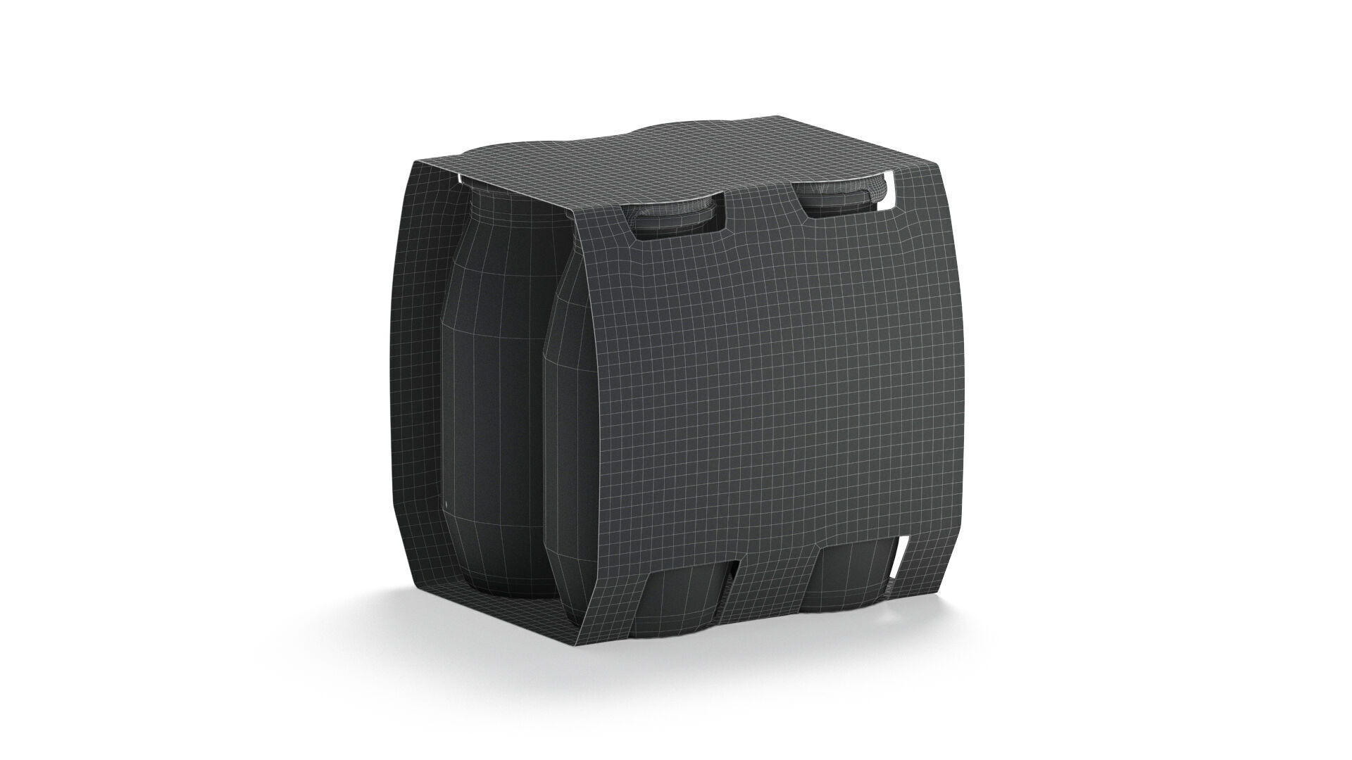 Black Plastic Yogurt Bottle 4 Pack - yoghurt milk  packaging 3D model_6