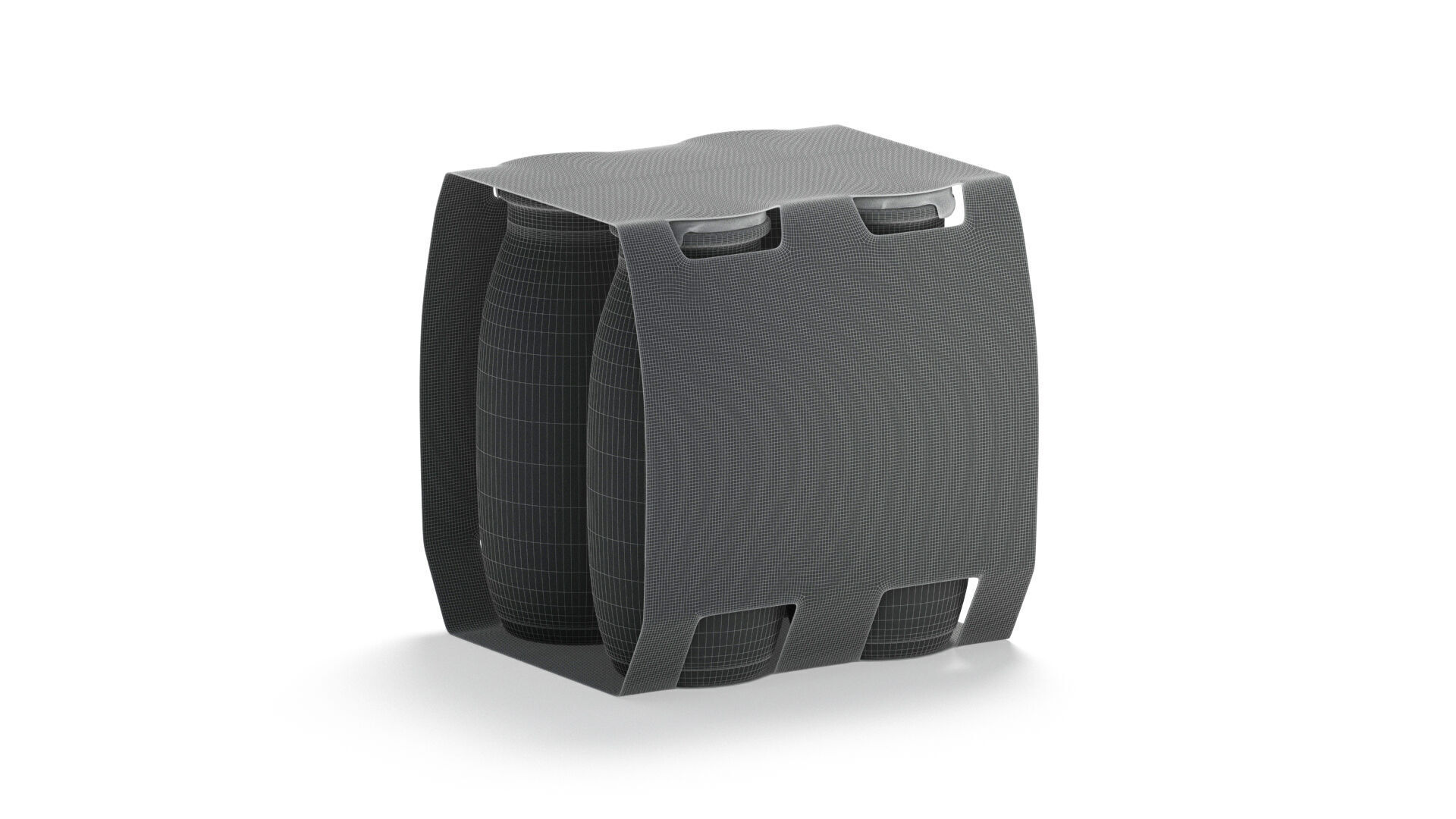 Black Plastic Yogurt Bottle 4 Pack - yoghurt milk  packaging 3D model_8