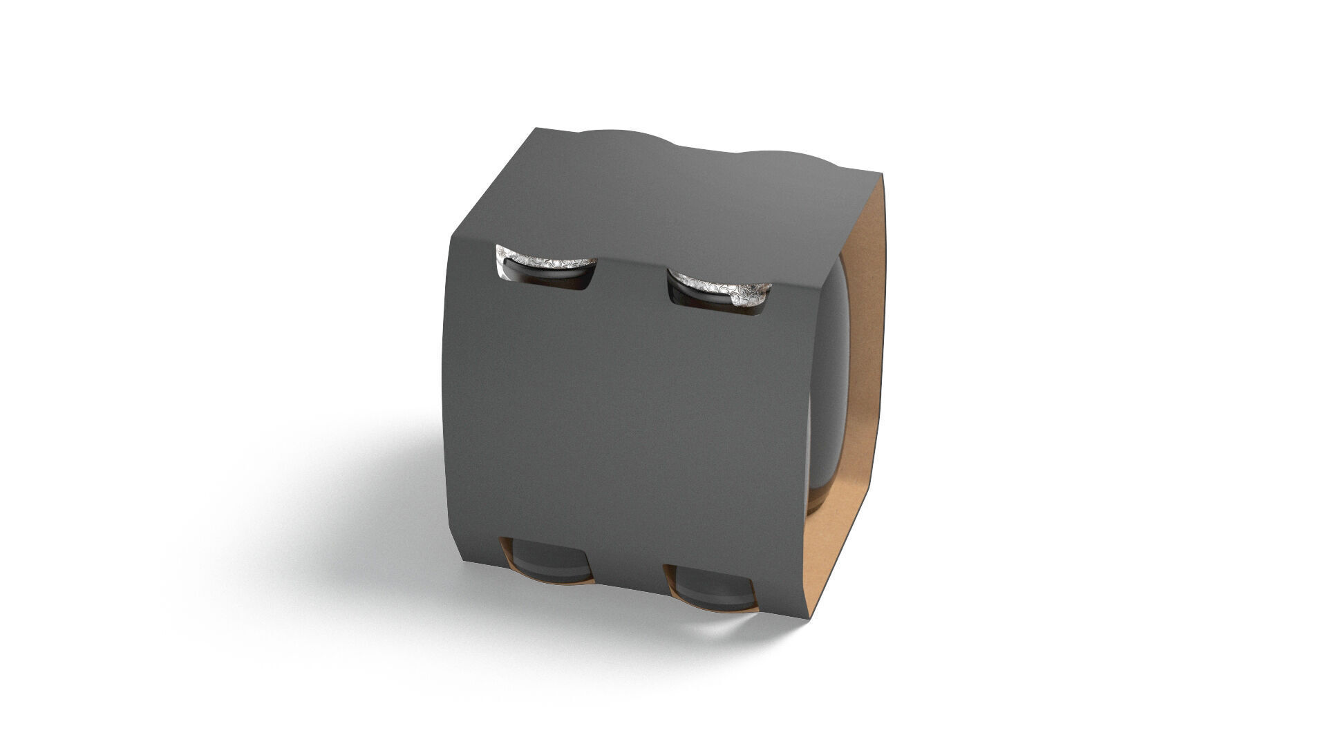 Black Plastic Yogurt Bottle 4 Pack - yoghurt milk  packaging 3D model_3