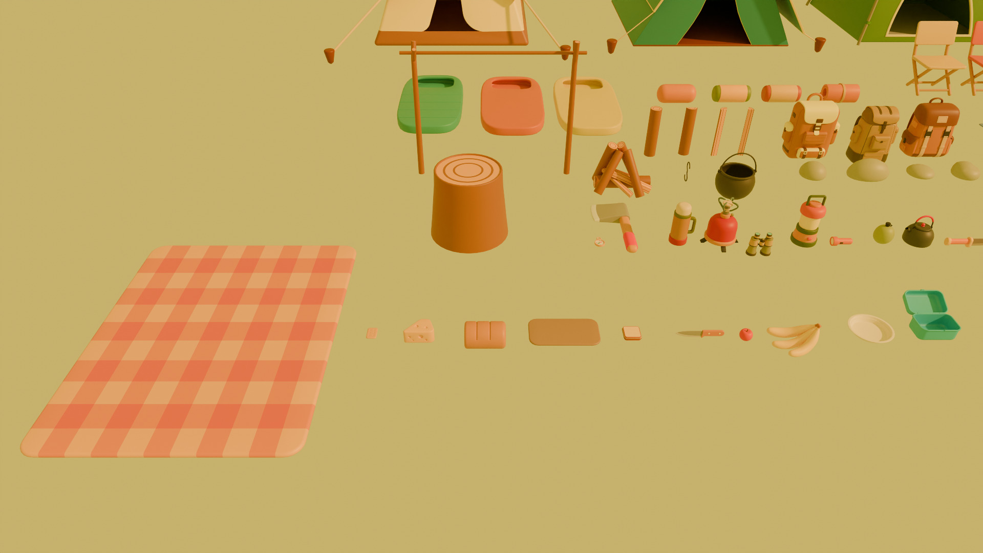 Low Poly Stylized Cartoon Camping Pack Low-poly 3D model_10
