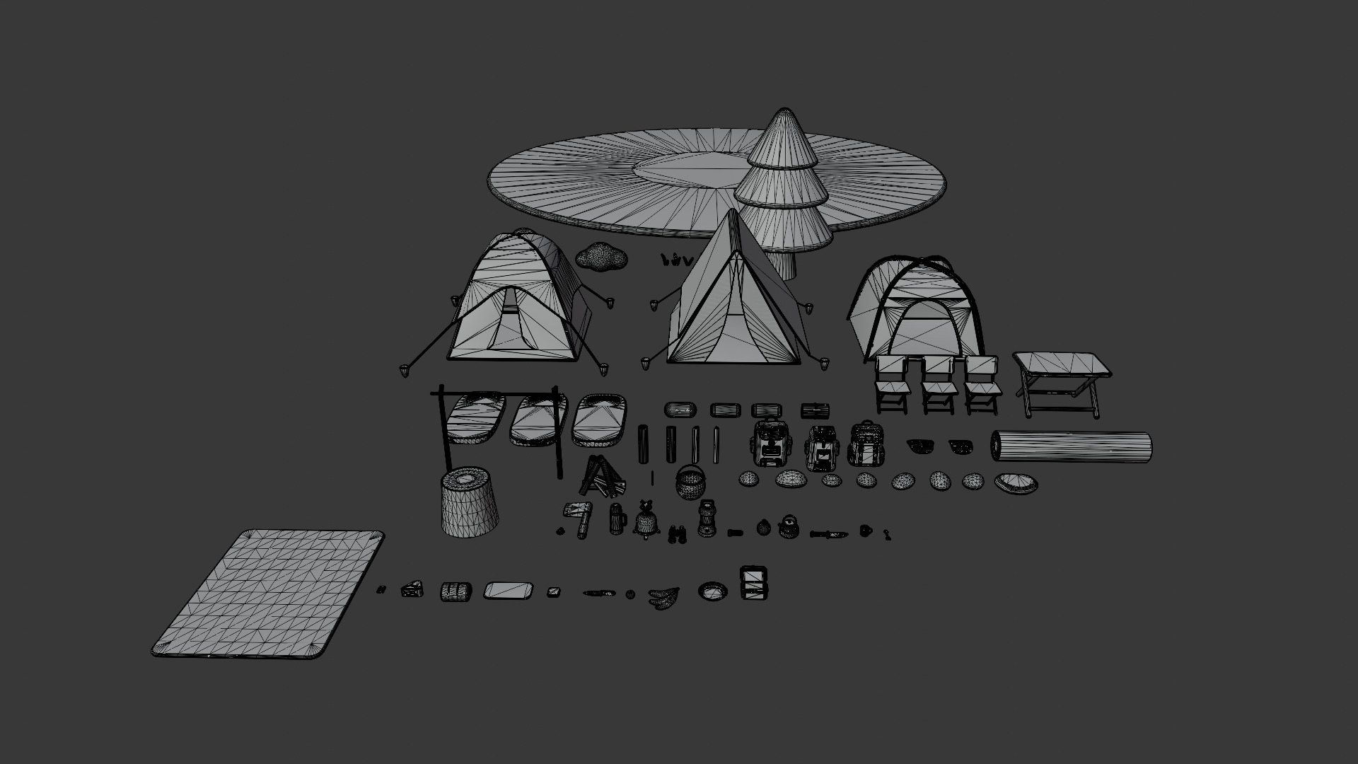 Low Poly Stylized Cartoon Camping Pack Low-poly 3D model_14