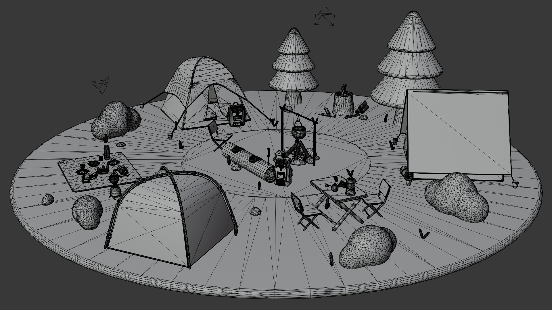 Low Poly Stylized Cartoon Camping Pack Low-poly 3D model_13