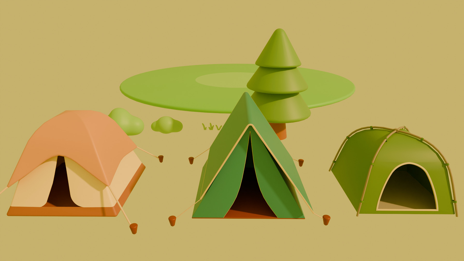 Low Poly Stylized Cartoon Camping Pack Low-poly 3D model_7