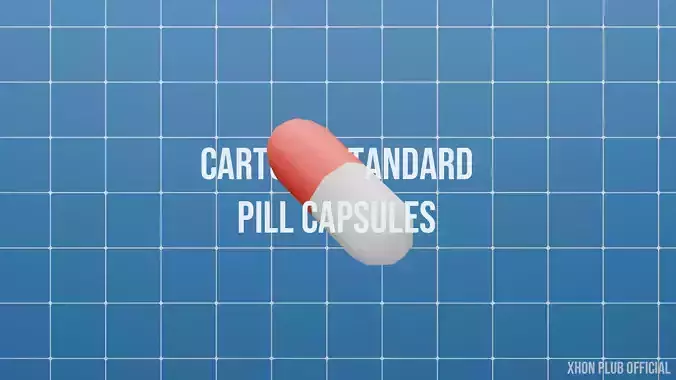 Cartoon Pill Capsules Very low poly
