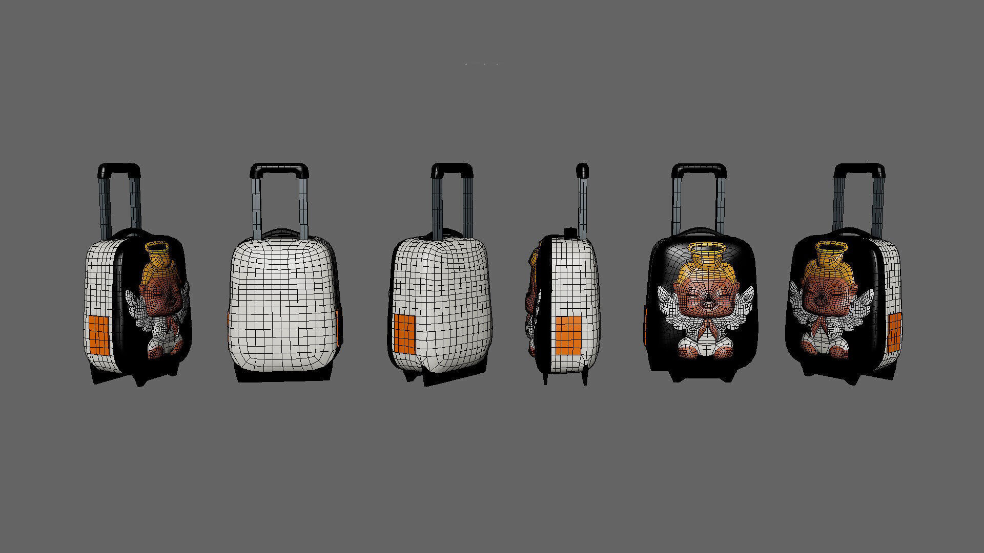Low Poly - Suitcase Angel  Low-poly 3D model_8