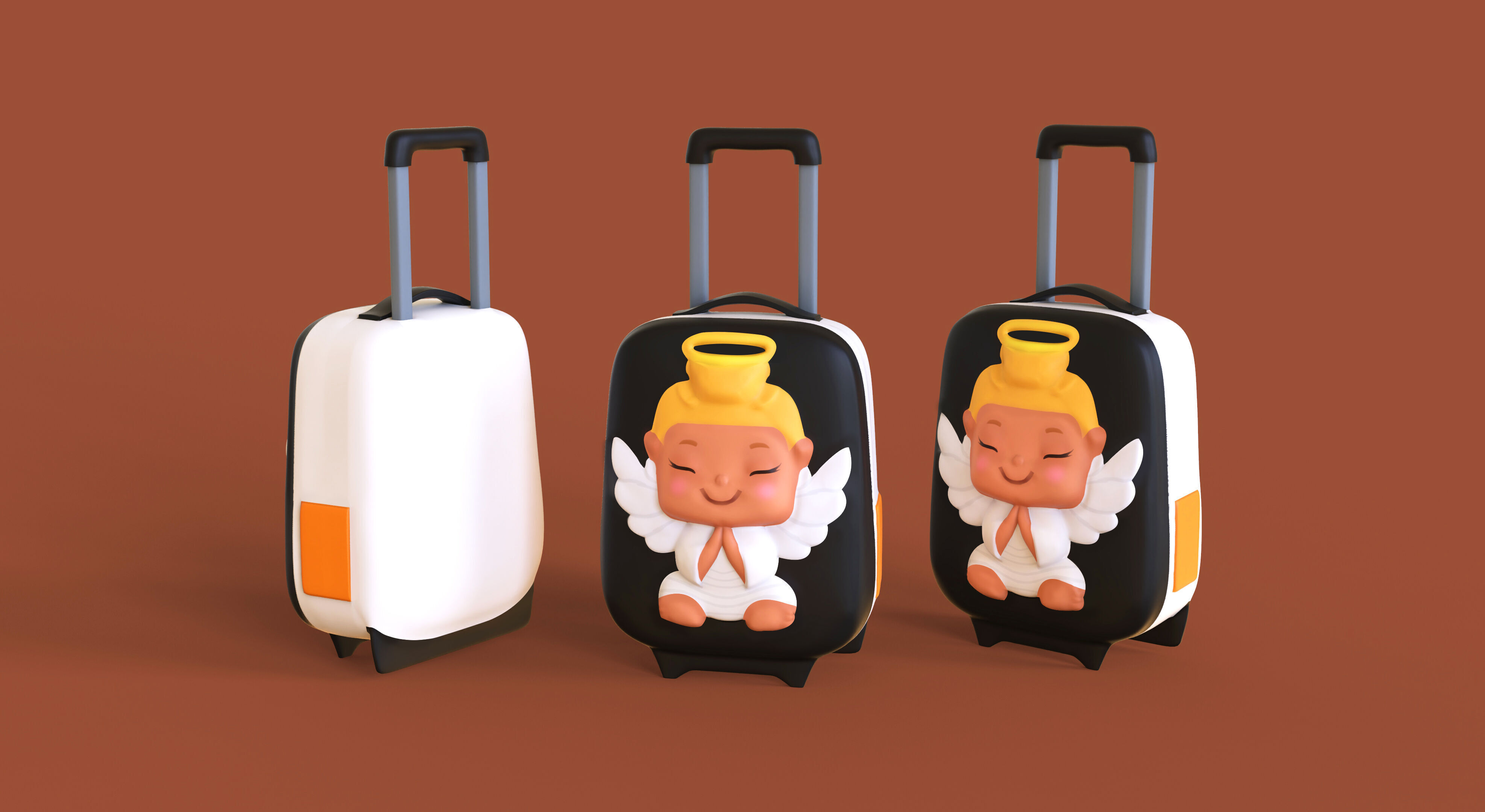 Low Poly - Suitcase Angel  Low-poly 3D model_1