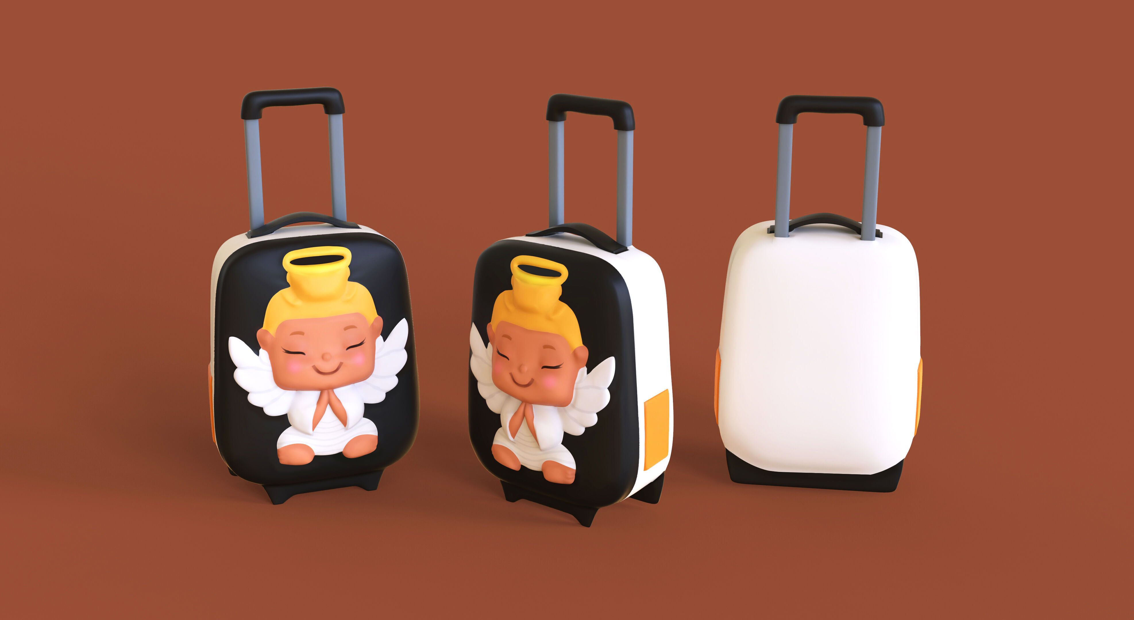 Low Poly - Suitcase Angel  Low-poly 3D model_2