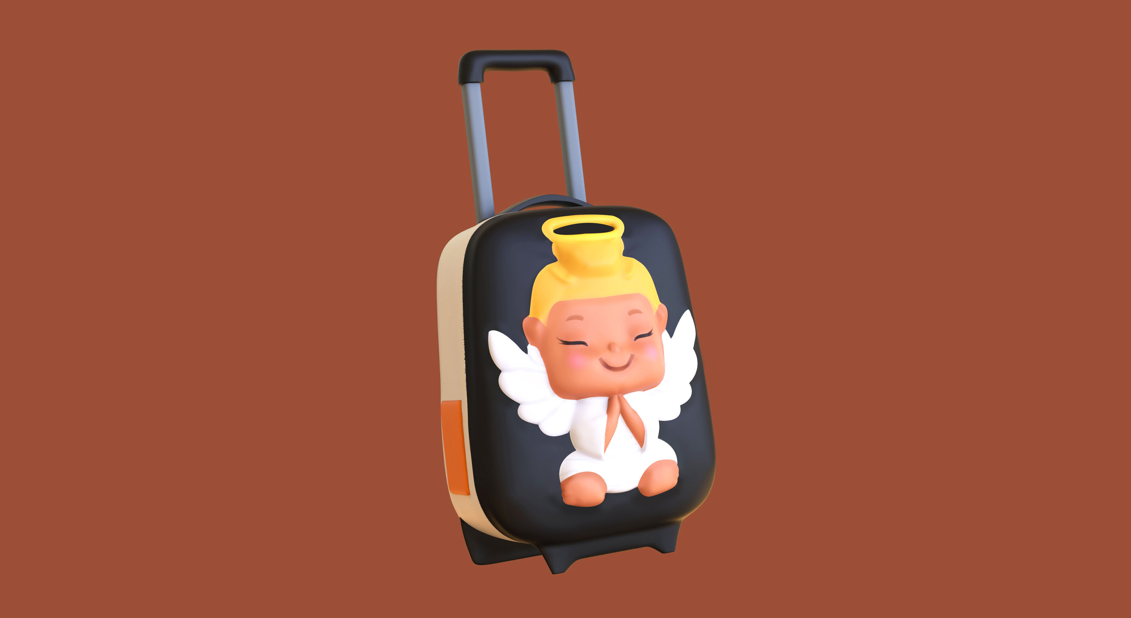 Low Poly - Suitcase Angel  Low-poly 3D model_4