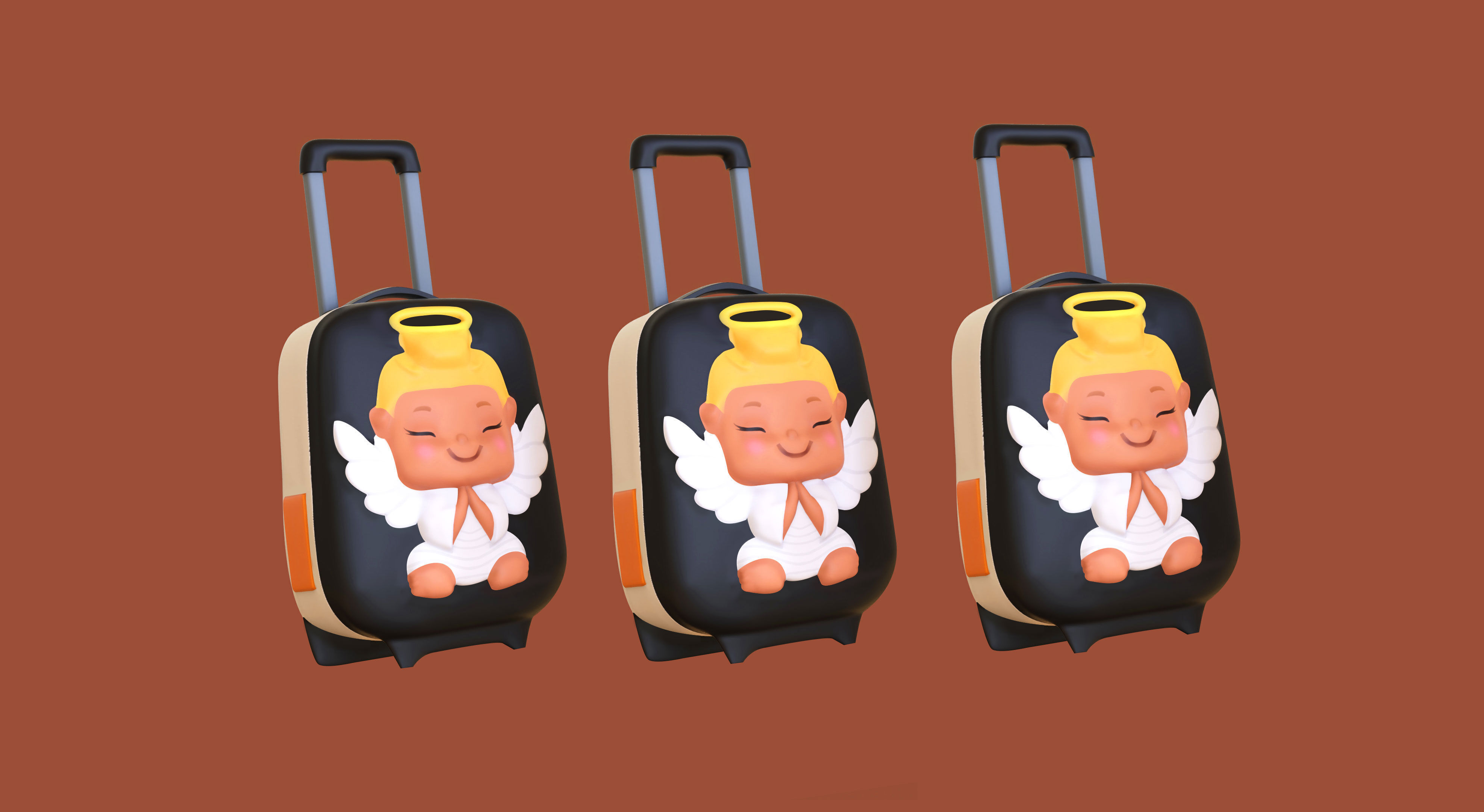 Low Poly - Suitcase Angel  Low-poly 3D model_3