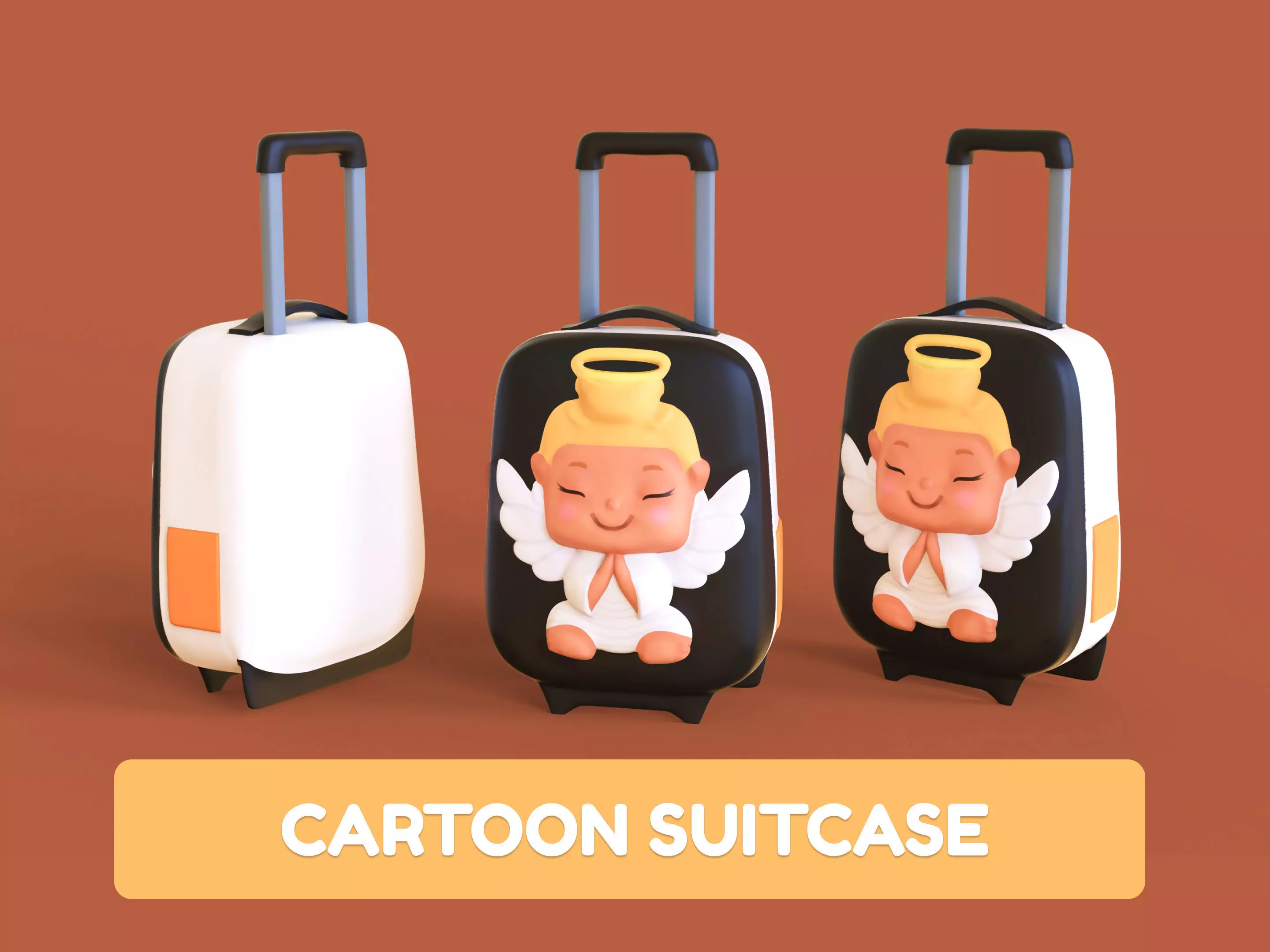 Low Poly - Suitcase Angel  Low-poly 3D model_0