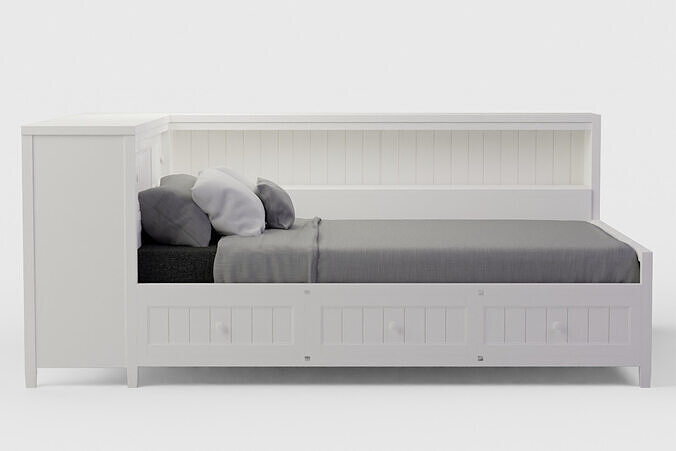 Beadboard Full Corner Storage Lounge Bed 3D model