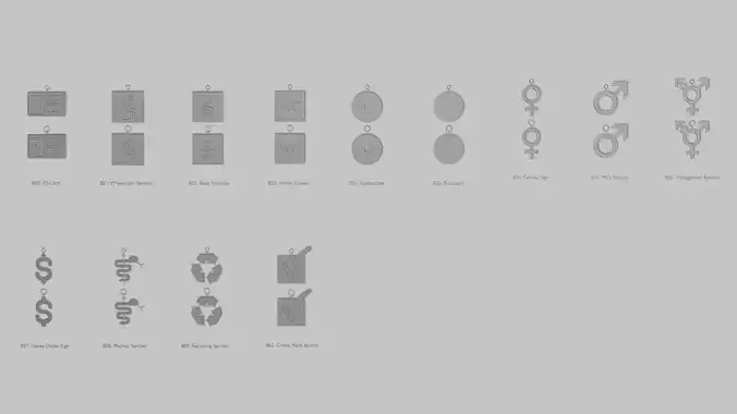 Symbols Utility Identity and Warnings Original Blend 3D print model
