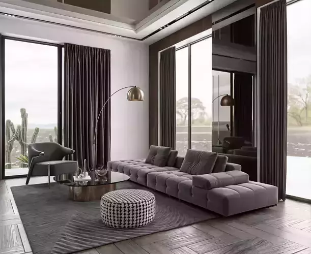 LIVING AND KITCHEN MODERN FILE SKETCHUP