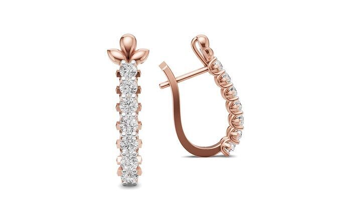 Hoop Earrings Floral Top Diamond for Daily Wear Bali 3D print model