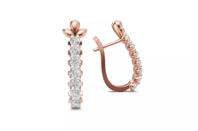 Hoop Earrings Floral Top Diamond for Daily Wear Bali