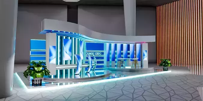 Blender Exhibition Stand Optimized 3D Model for Events Shows