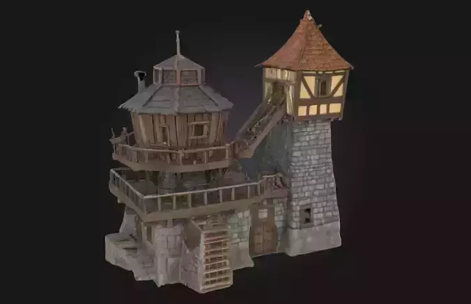 Medieval Watchtower Model  Sentinel of the Old Kingdom