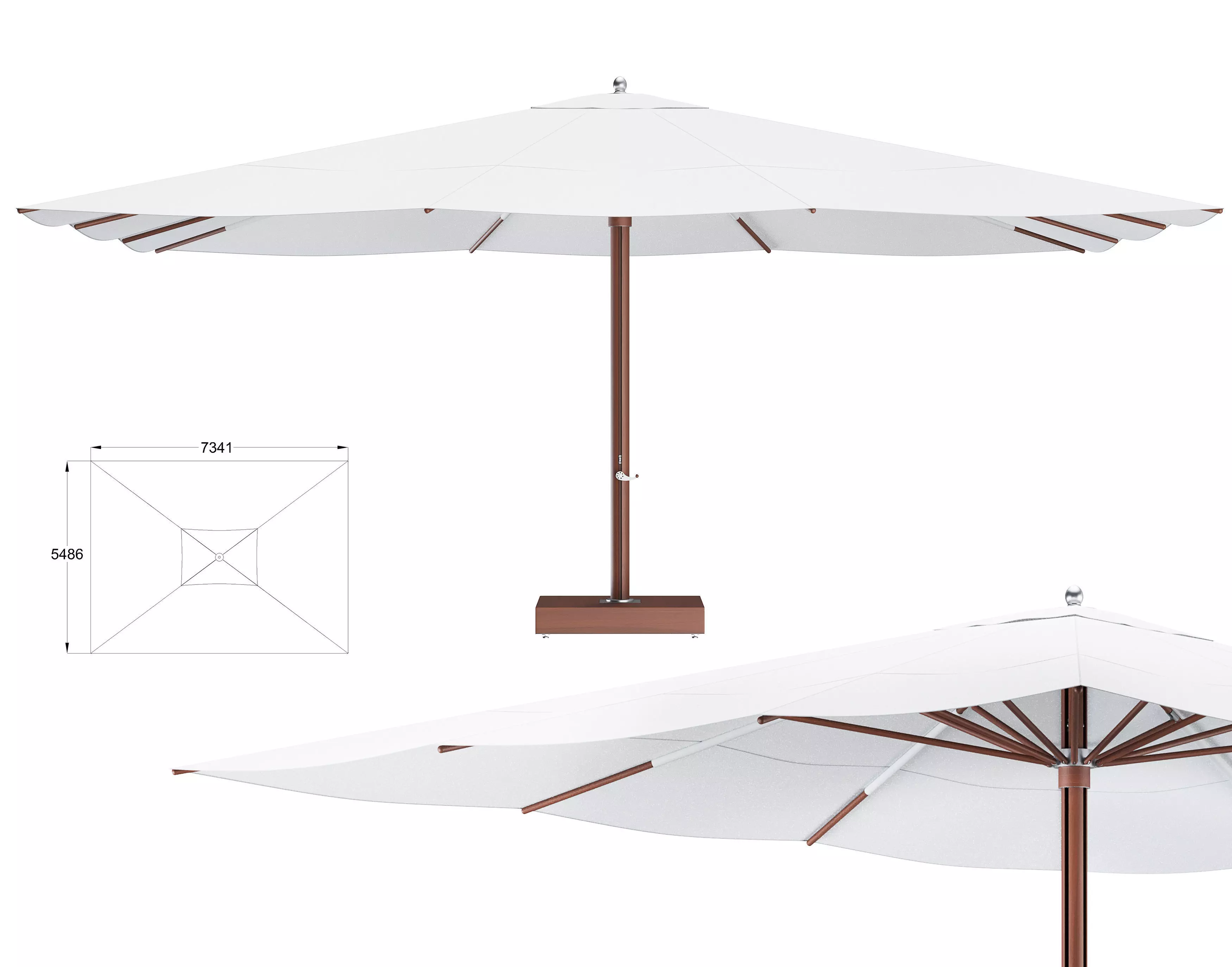Ocean Master Classic Rectangle Parasol 3D model_0