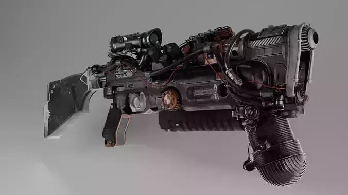Incinerator gun Sci-fi Low-poly 3D model