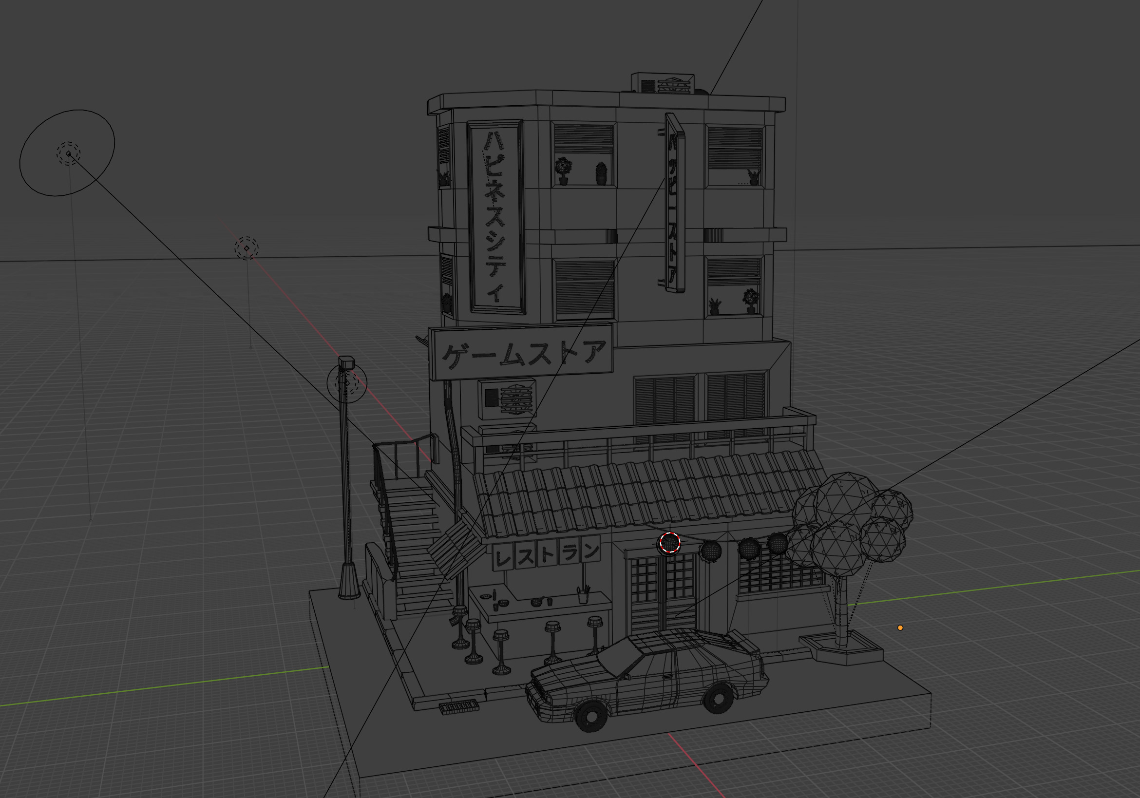 Stylized Japanese City Building Low-poly 3D model_12