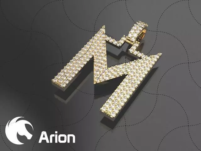 Custom Letter M pendant 3D print model_0