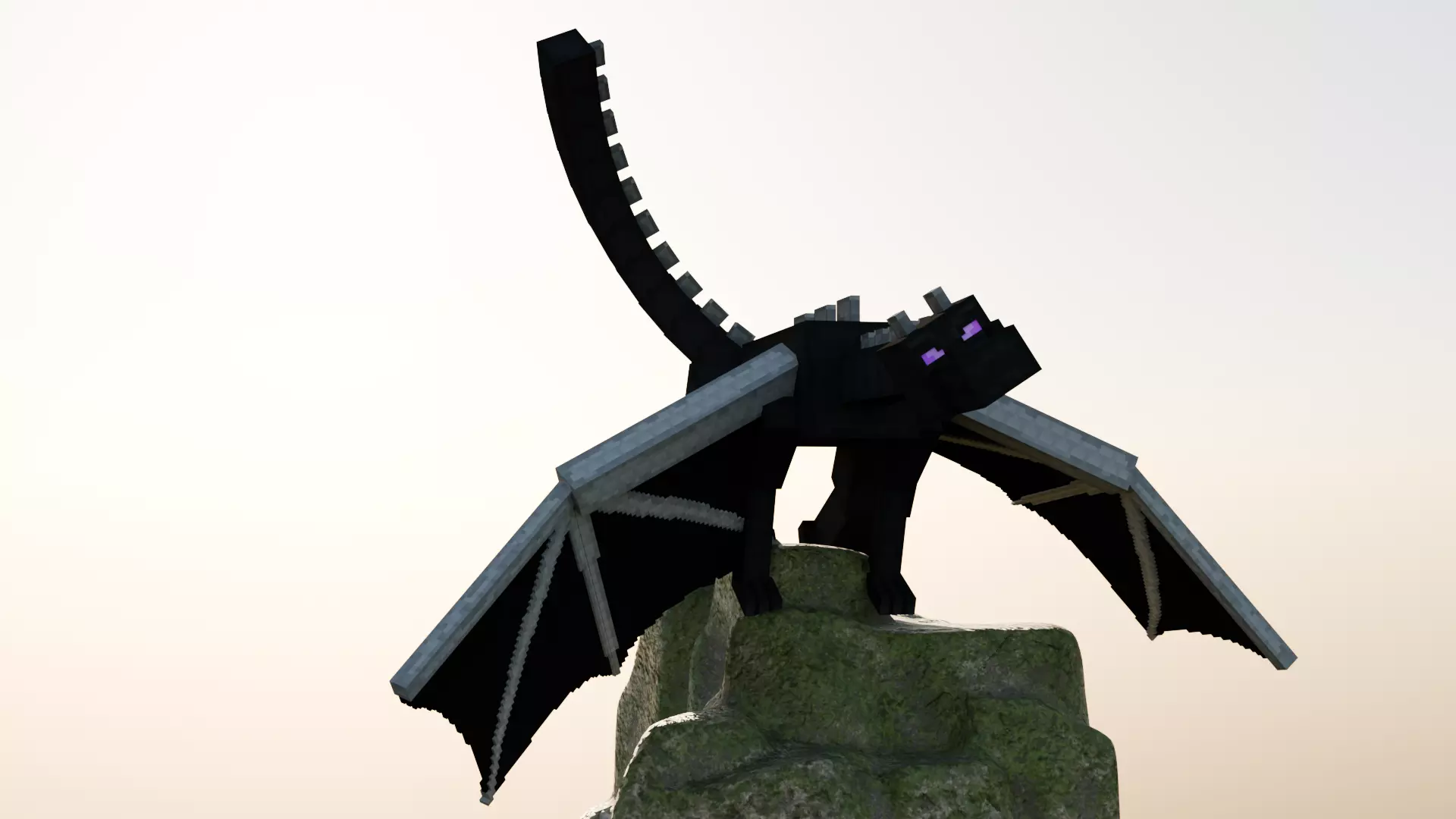 Ender Dragon Minecraft Style Low Poly Rigged Game Ready Low-poly 3D model_0