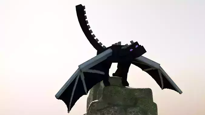 Ender Dragon Minecraft Style Low Poly Rigged Game Ready Low-poly 3D model
