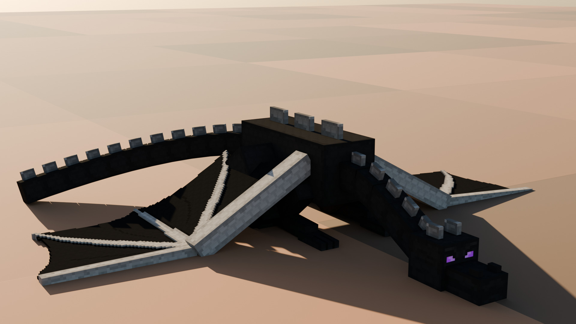 Ender Dragon Minecraft Style Low Poly Rigged Game Ready Low-poly 3D model_11