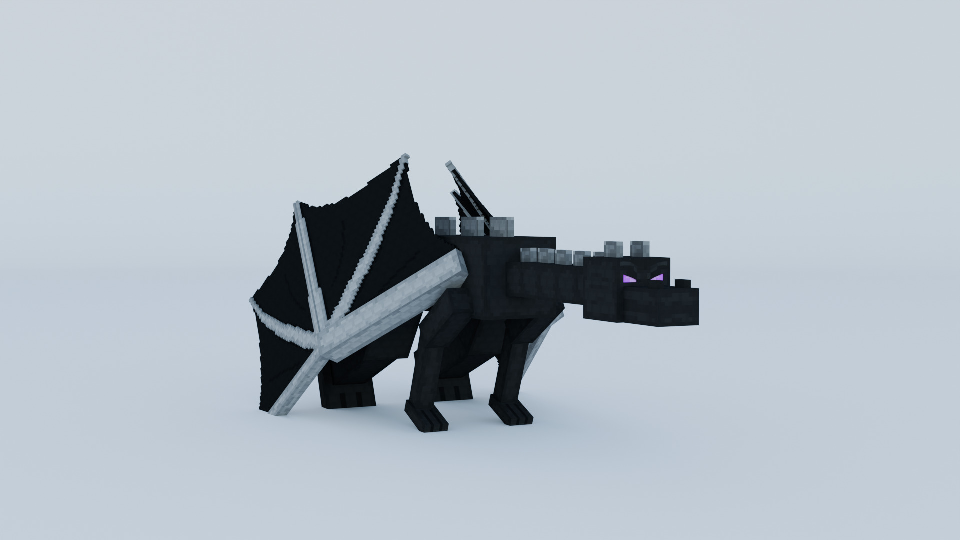 Ender Dragon Minecraft Style Low Poly Rigged Game Ready Low-poly 3D model_14