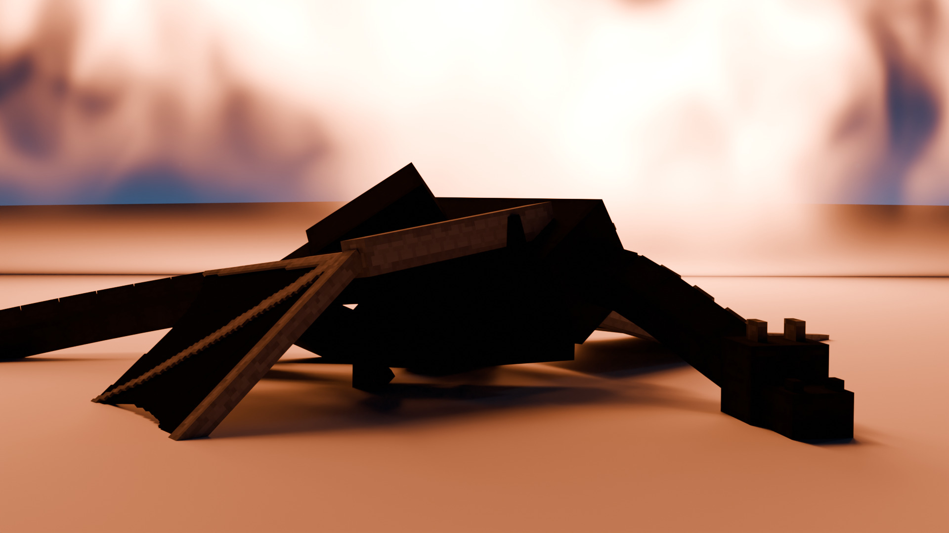 Ender Dragon Minecraft Style Low Poly Rigged Game Ready Low-poly 3D model_7