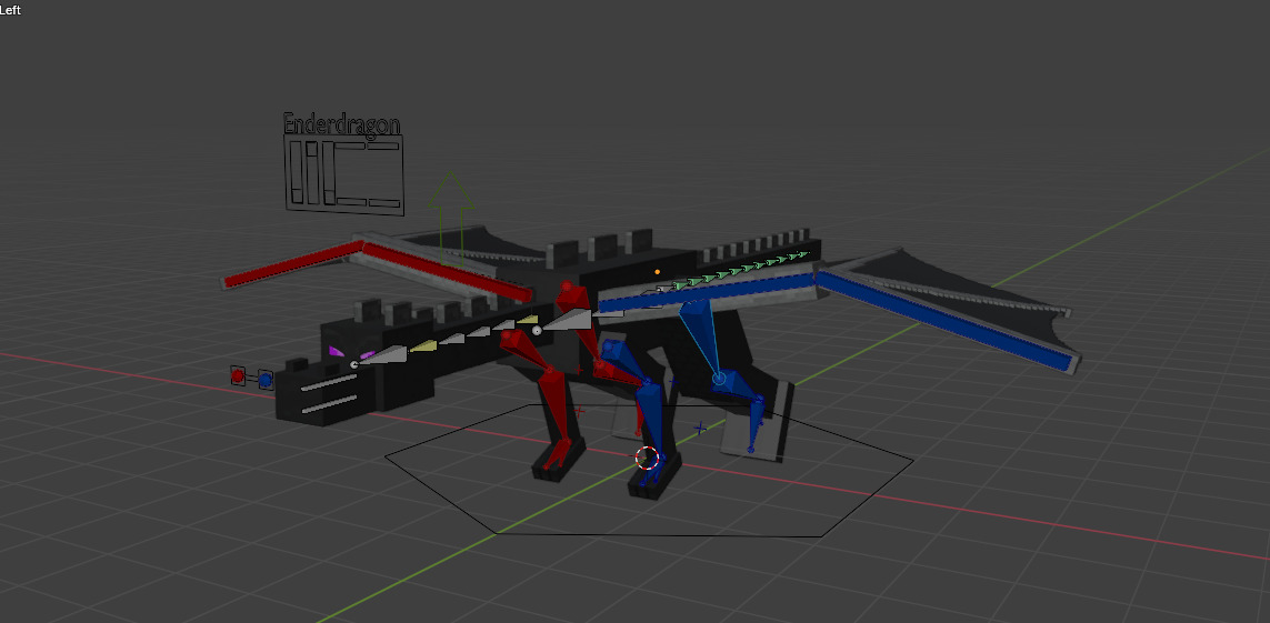 Ender Dragon Minecraft Style Low Poly Rigged Game Ready Low-poly 3D model_6