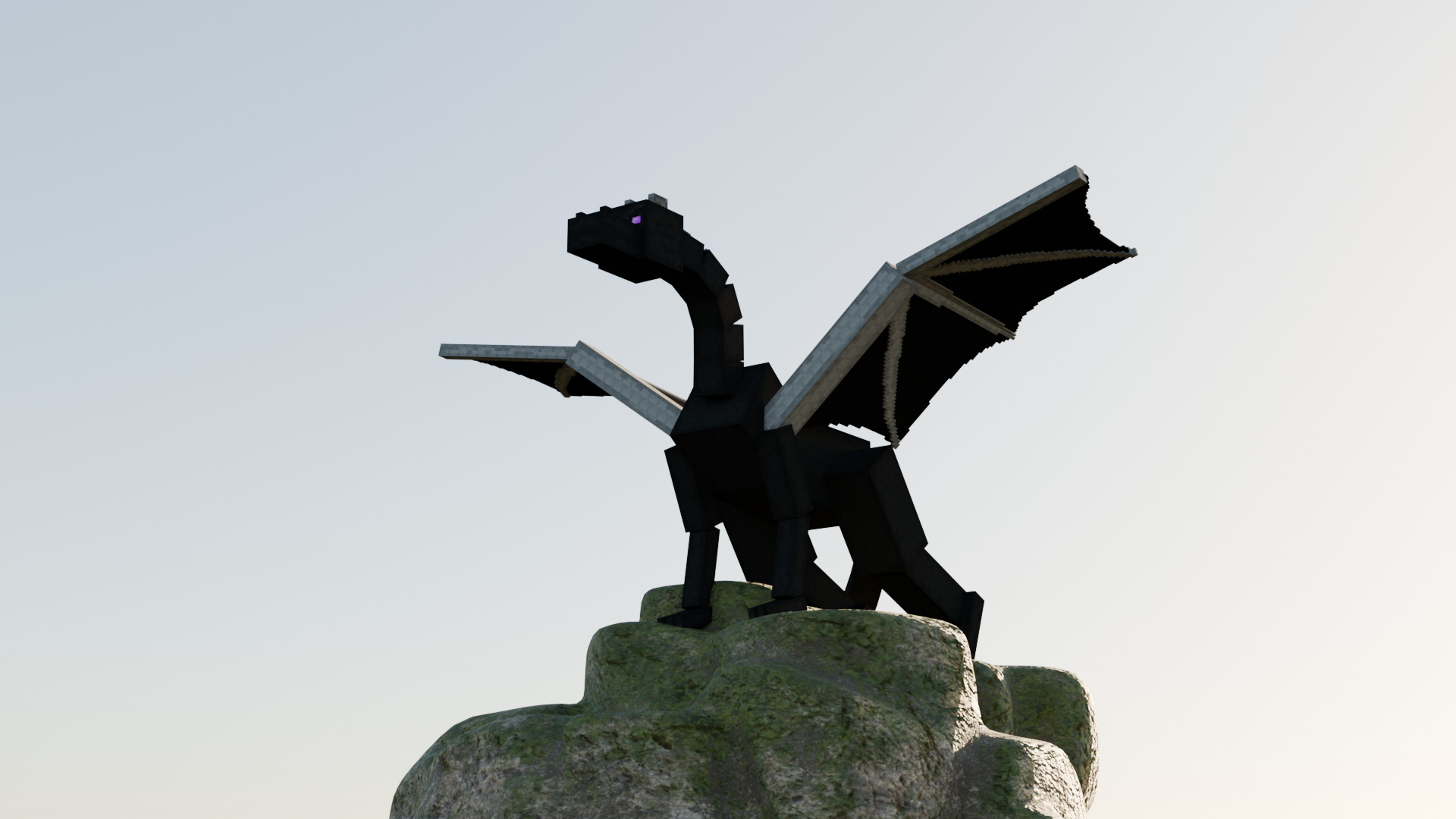 Ender Dragon Minecraft Style Low Poly Rigged Game Ready Low-poly 3D model_1